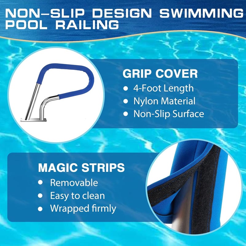 yeezo 30x22 Inground Pool Rail, Rustproof #304SS Swimming Pool Stair Step handrail Railing with no-Slip Cover. - Image 5